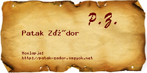 Patak Zádor névjegykártya